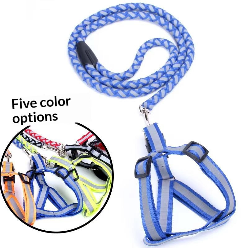 3-piece set of reflective round rope, chest/back harness, collar for dogs. Reflective leash chain, pet collar, small carrier, Golden Retriever, Teddy Bear. Pet accessories, rope. - Image 7