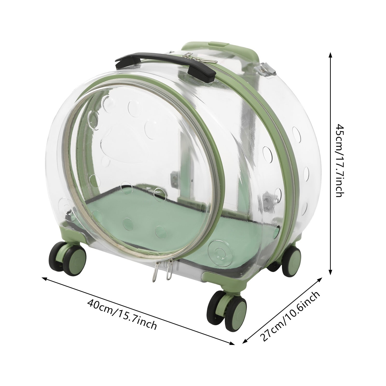 9kg/19.84lbs Portable Cat Carrier Fully Breathable Hard Pet Bag with Rolling Wheels for Dogs, Cats, & Bunnies - Image 2