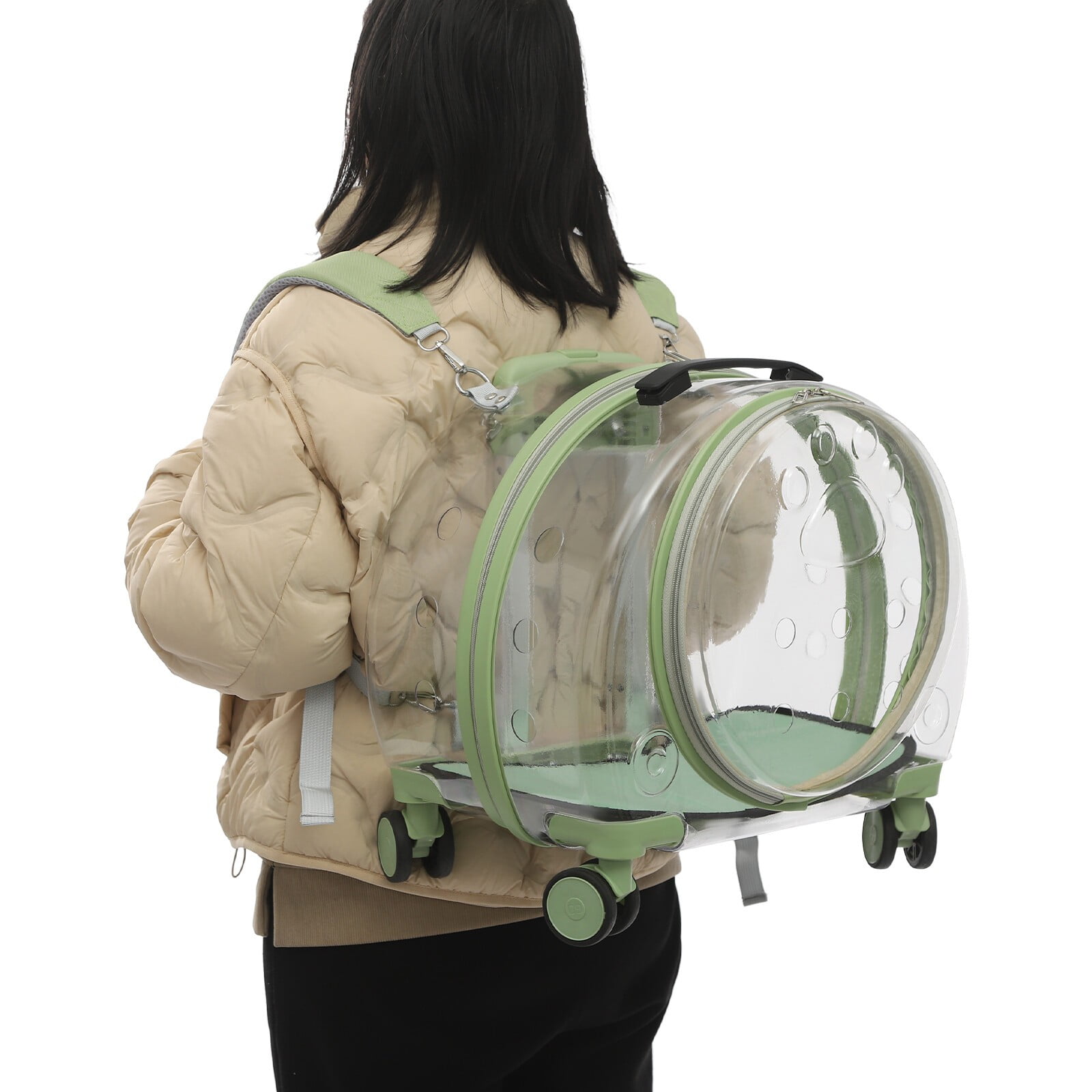 9kg/19.84lbs Portable Cat Carrier Fully Breathable Hard Pet Bag with Rolling Wheels for Dogs, Cats, & Bunnies - Image 8