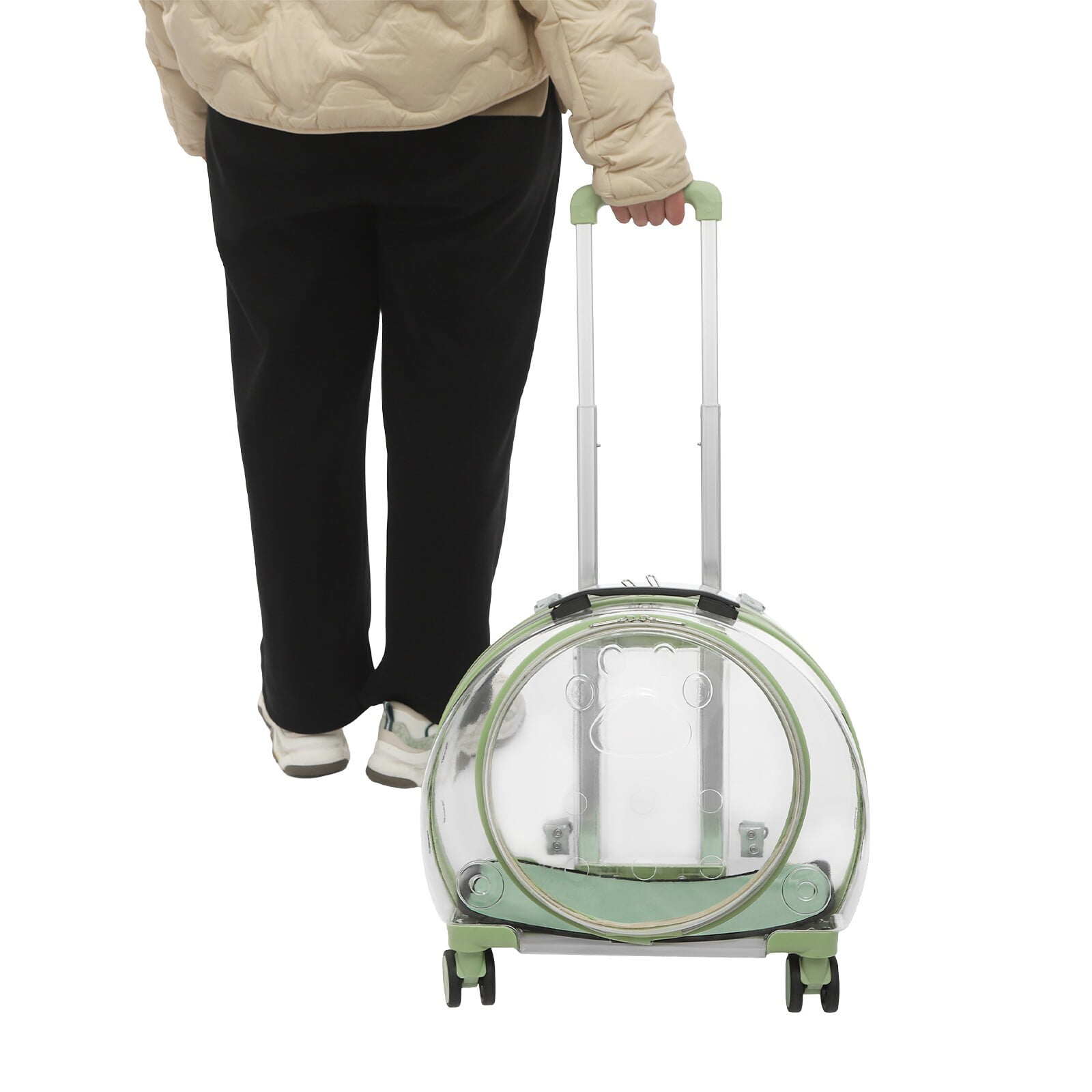 9kg/19.84lbs Portable Cat Carrier Fully Breathable Hard Pet Bag with Rolling Wheels for Dogs, Cats, & Bunnies - Image 9