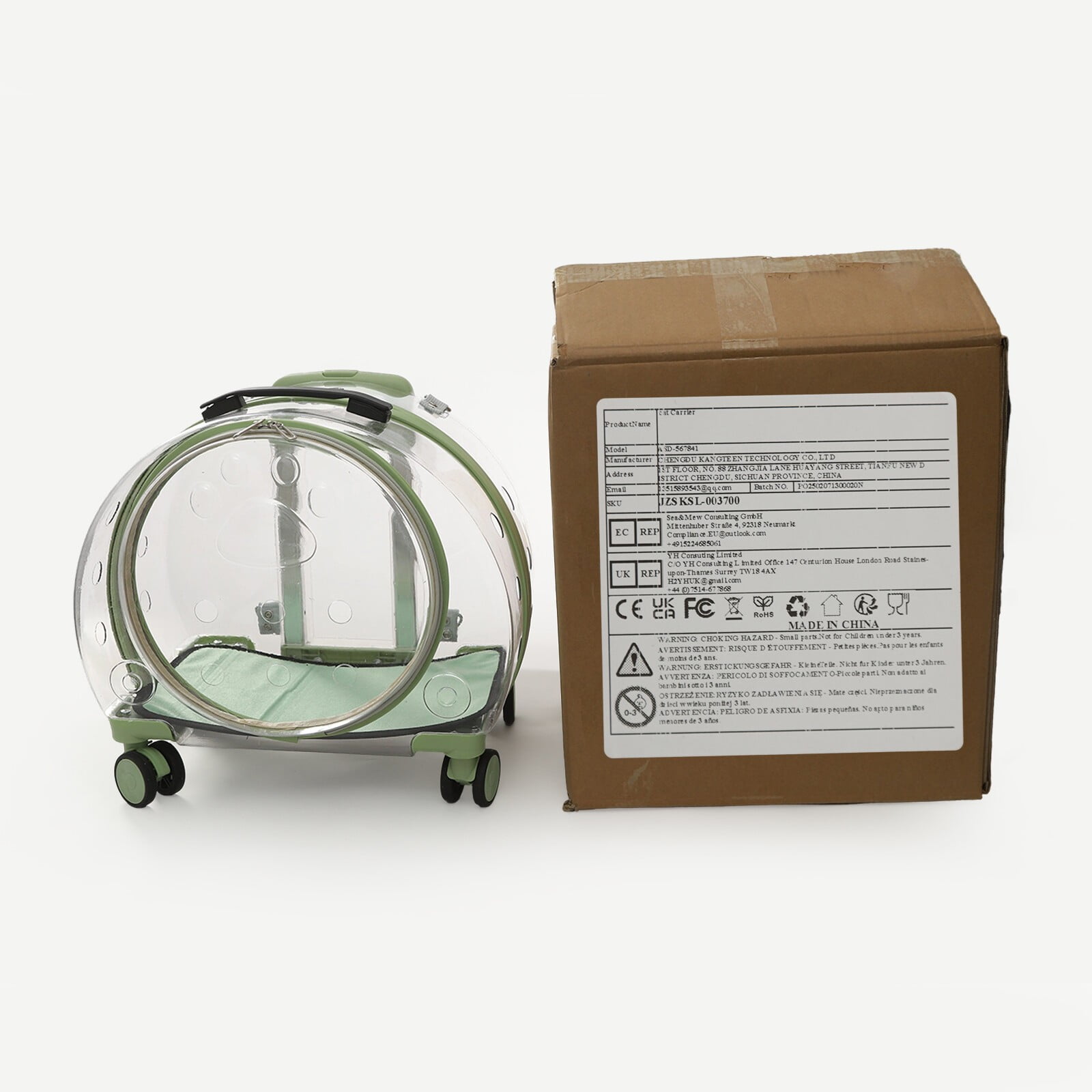 9kg/19.84lbs Portable Cat Carrier Fully Breathable Hard Pet Bag with Rolling Wheels for Dogs, Cats, & Bunnies - Image 15