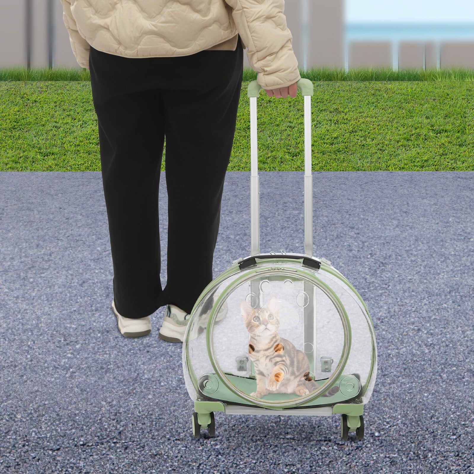 9kg/19.84lbs Portable Cat Carrier Fully Breathable Hard Pet Bag with Rolling Wheels for Dogs, Cats, & Bunnies - Image 16