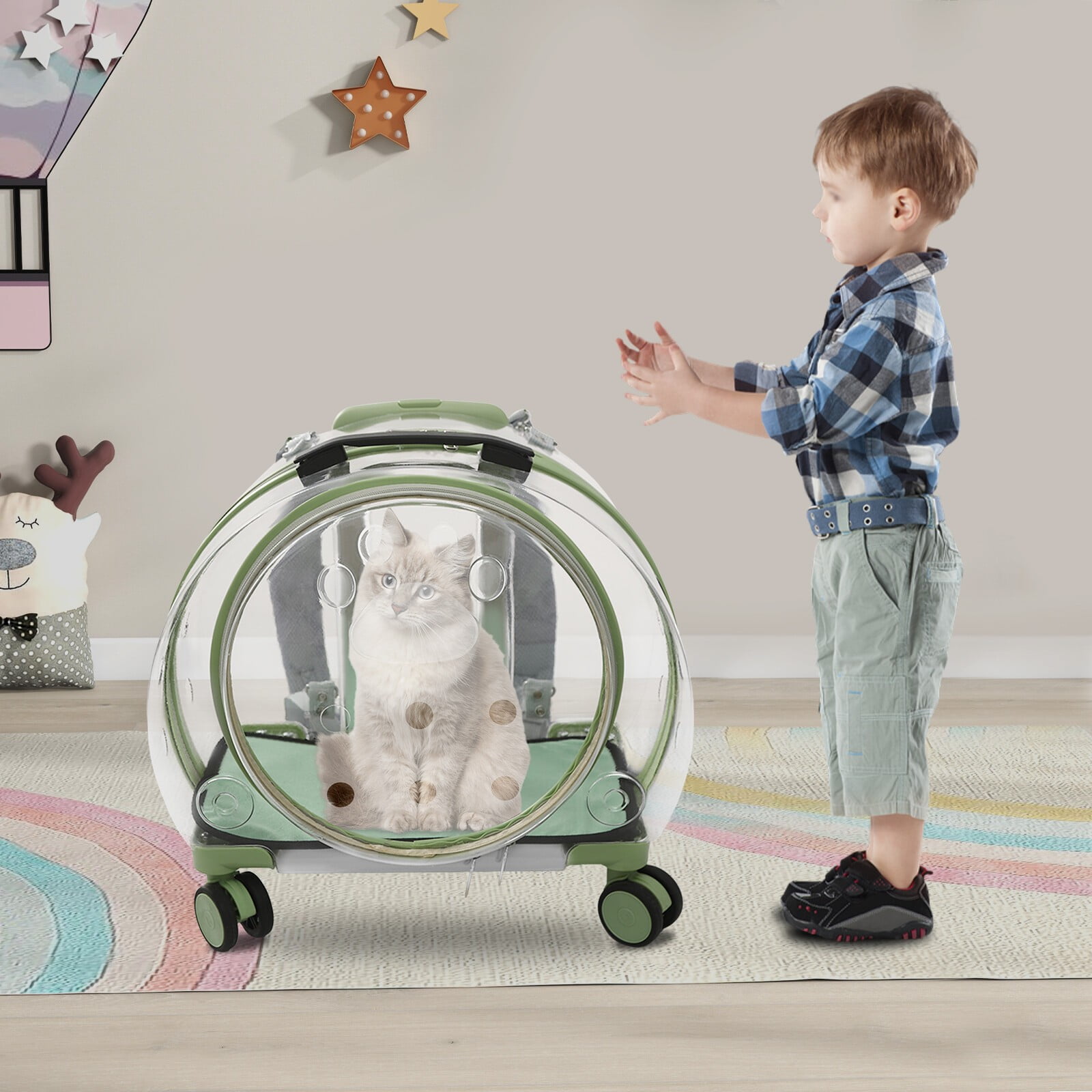 9kg/19.84lbs Portable Cat Carrier Fully Breathable Hard Pet Bag with Rolling Wheels for Dogs, Cats, & Bunnies - Image 19