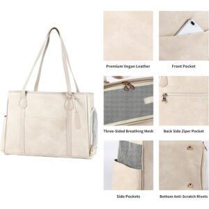 Leather Pet Carrier Bag for Small Dogs Cats Puppy