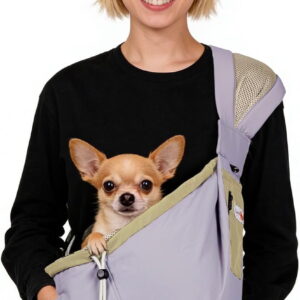 Dog Carrier Sling,Dog Carriers for Small Dogs & Cats Under 20 lbs,Puppy Carrying Backpack Pet Purse with Pockets,Adjustable Shoulder Strap,Hands Free for Travel (Purple)