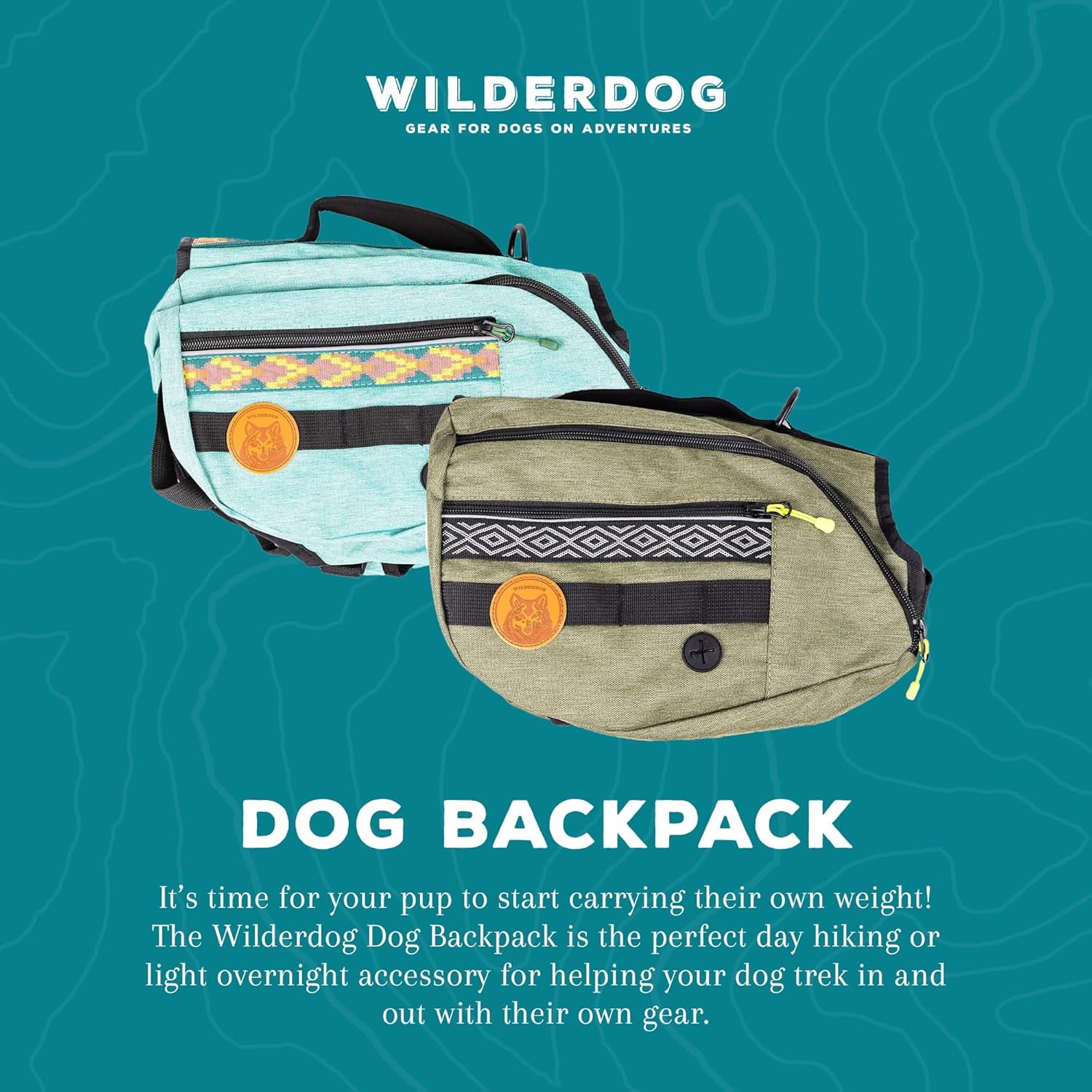 Dog Backpack with Built in Harness and Back-Mounted D-Ring Leash Attachment, Handle, Two Saddlebags with 4 Total Pockets, Built in Poop Bag Dispenser (Huckleberry, Large) - Image 2