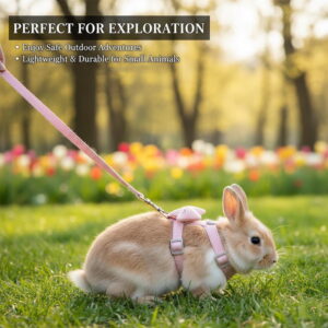 2-Pack Adjustable Rabbit Harness Set – Escape-Proof Vest Harness for Small Pets, Comfortable & Durable Bunny Leash for Walking, Running (Guinea Pigs, Ferrets)