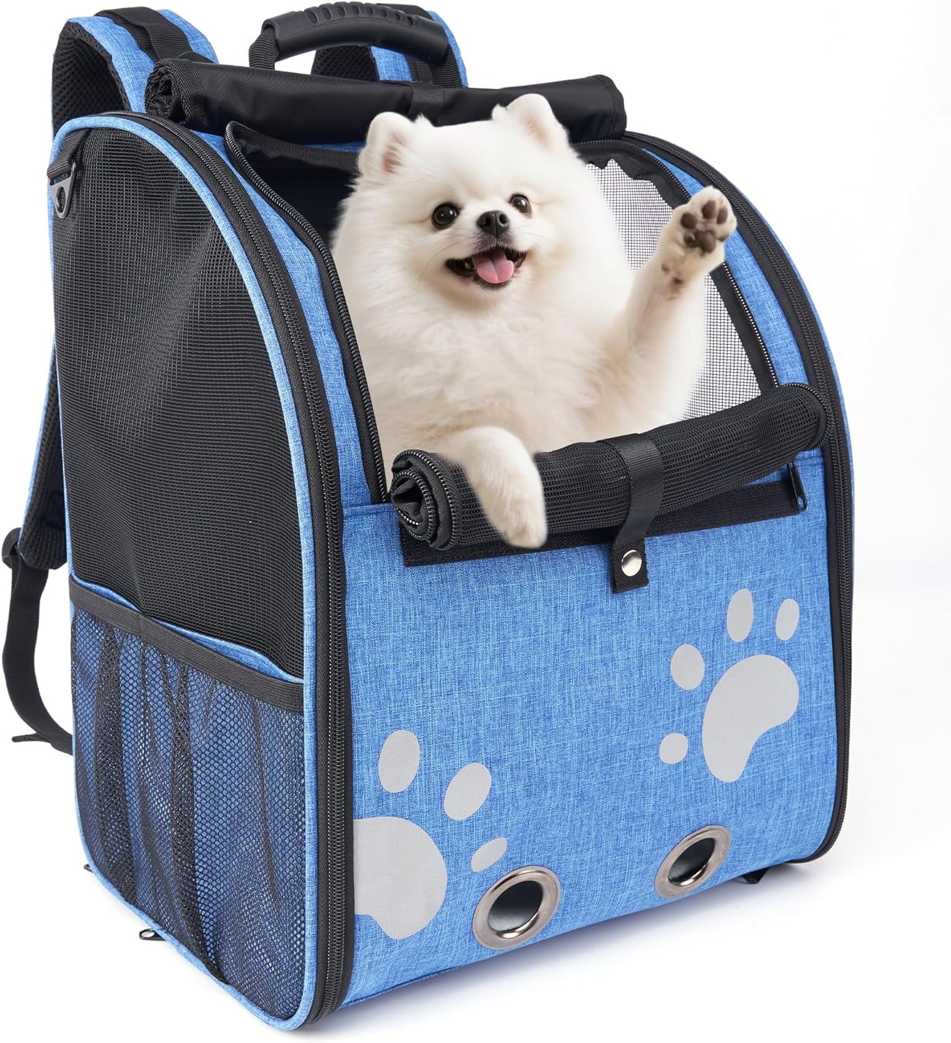 Cat Backpack Carrier, Breathable Cat Carrier Large Space UP 15 lb, Large Reflective Pet Carrier Backpack, Ventilated Mesh Dog Travel Pet Backpack for Hiking Walking Outdoor (Grey). - Image 8