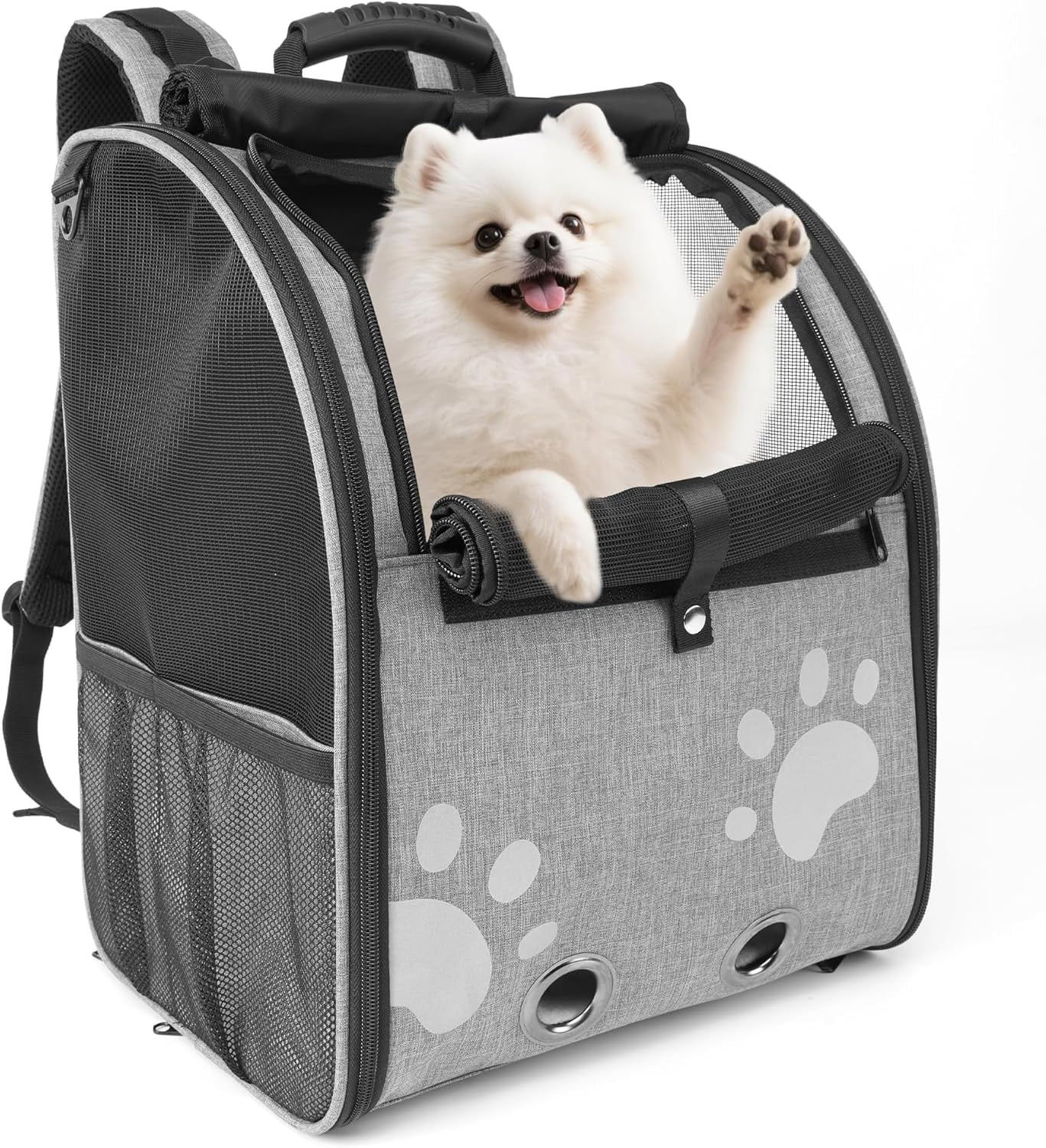 Cat Backpack Carrier, Breathable Cat Carrier Large Space UP 15 lb, Large Reflective Pet Carrier Backpack, Ventilated Mesh Dog Travel Pet Backpack for Hiking Walking Outdoor (Grey). - Image 15