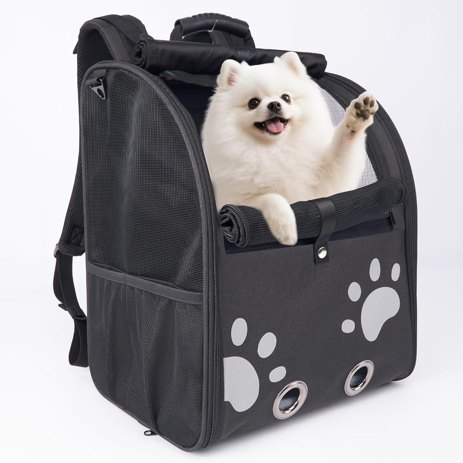 Cat Backpack Carrier, Breathable Cat Carrier Large Space UP 15 lb, Large Reflective Pet Carrier Backpack, Ventilated Mesh Dog Travel Pet Backpack for Hiking Walking Outdoor (Grey). - Image 16