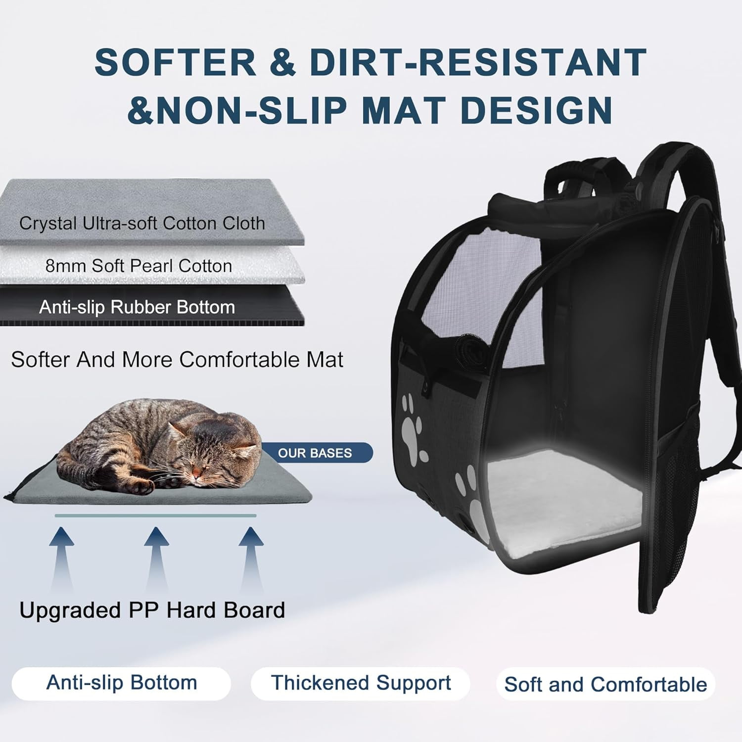 Cat Backpack Carrier, Breathable Cat Carrier Large Space UP 15 lb, Large Reflective Pet Carrier Backpack, Ventilated Mesh Dog Travel Pet Backpack for Hiking Walking Outdoor (Grey). - Image 22