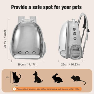 Cat Carrier Backpack, Airline-Approved Pet Travel Bag with Transparent Window for Small Medium Cats and Dogs