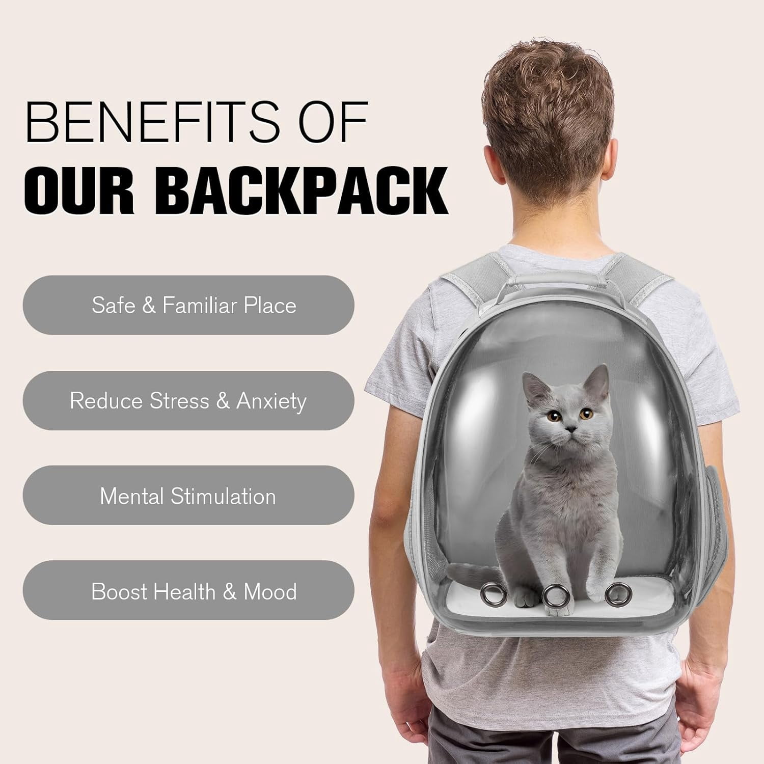 Cat Carrier Backpack, Airline-Approved Pet Travel Bag with Transparent Window for Small Medium Cats and Dogs - Image 2