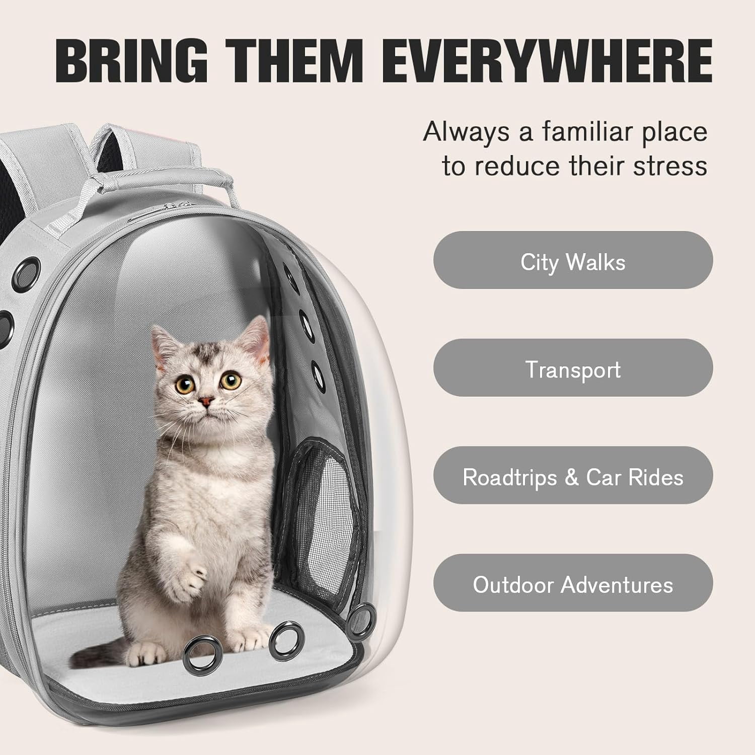 Cat Carrier Backpack, Airline-Approved Pet Travel Bag with Transparent Window for Small Medium Cats and Dogs - Image 3