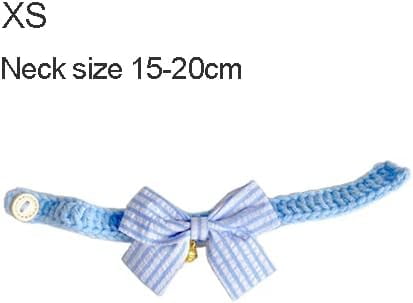Wool Woven Bowknot Pet Bib Silent Bell Slim Collar Button Adjustment Cute Dress Up,Pink L - Image 5