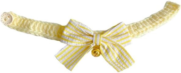 Wool Woven Bowknot Pet Bib Silent Bell Slim Collar Button Adjustment Cute Dress Up,Pink L - Image 9