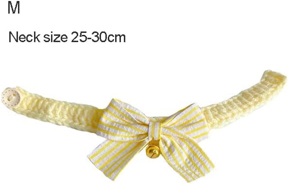 Wool Woven Bowknot Pet Bib Silent Bell Slim Collar Button Adjustment Cute Dress Up,Pink L - Image 11