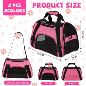 2 Pcs Soft Sided Pet Carrier for Cats & Dogs, Airline Approved Travel Bag for Small Pets