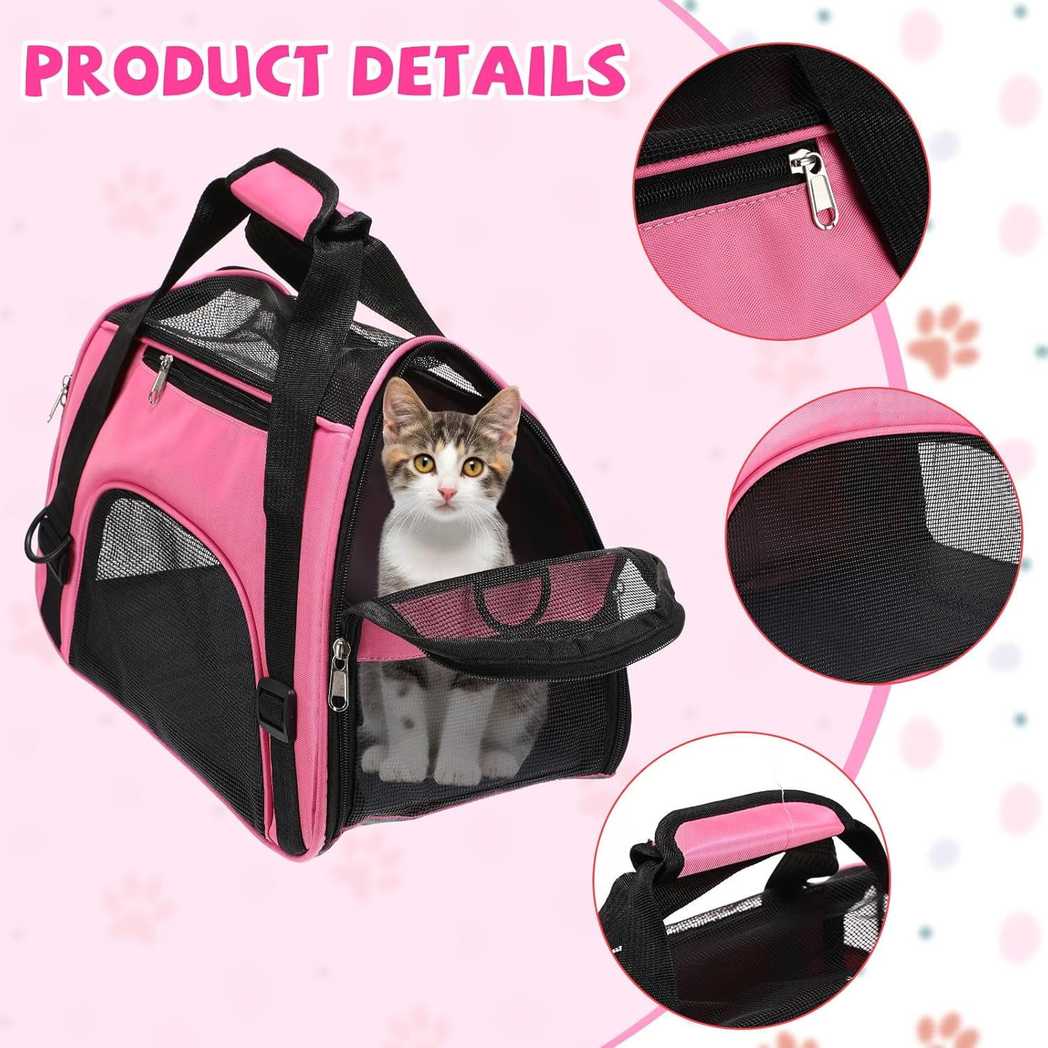 2 Pcs Soft Sided Pet Carrier for Cats & Dogs, Airline Approved Travel Bag for Small Pets - Image 3
