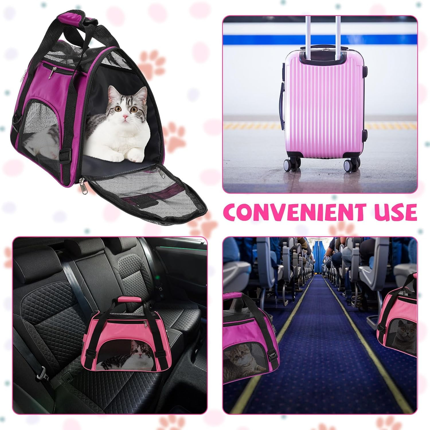 2 Pcs Soft Sided Pet Carrier for Cats & Dogs, Airline Approved Travel Bag for Small Pets - Image 4