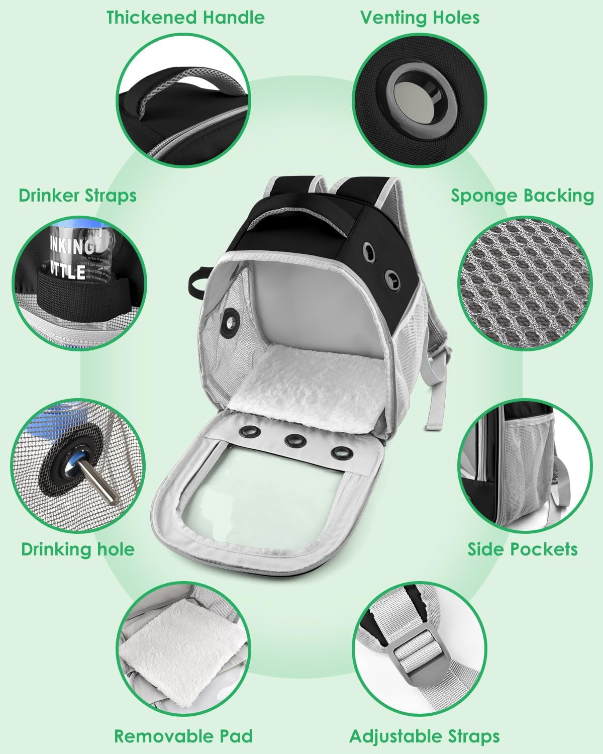 Portable Pet Backpack for Rabbits, Guinea Pigs, Hamsters & with Ventilation & Water Holder