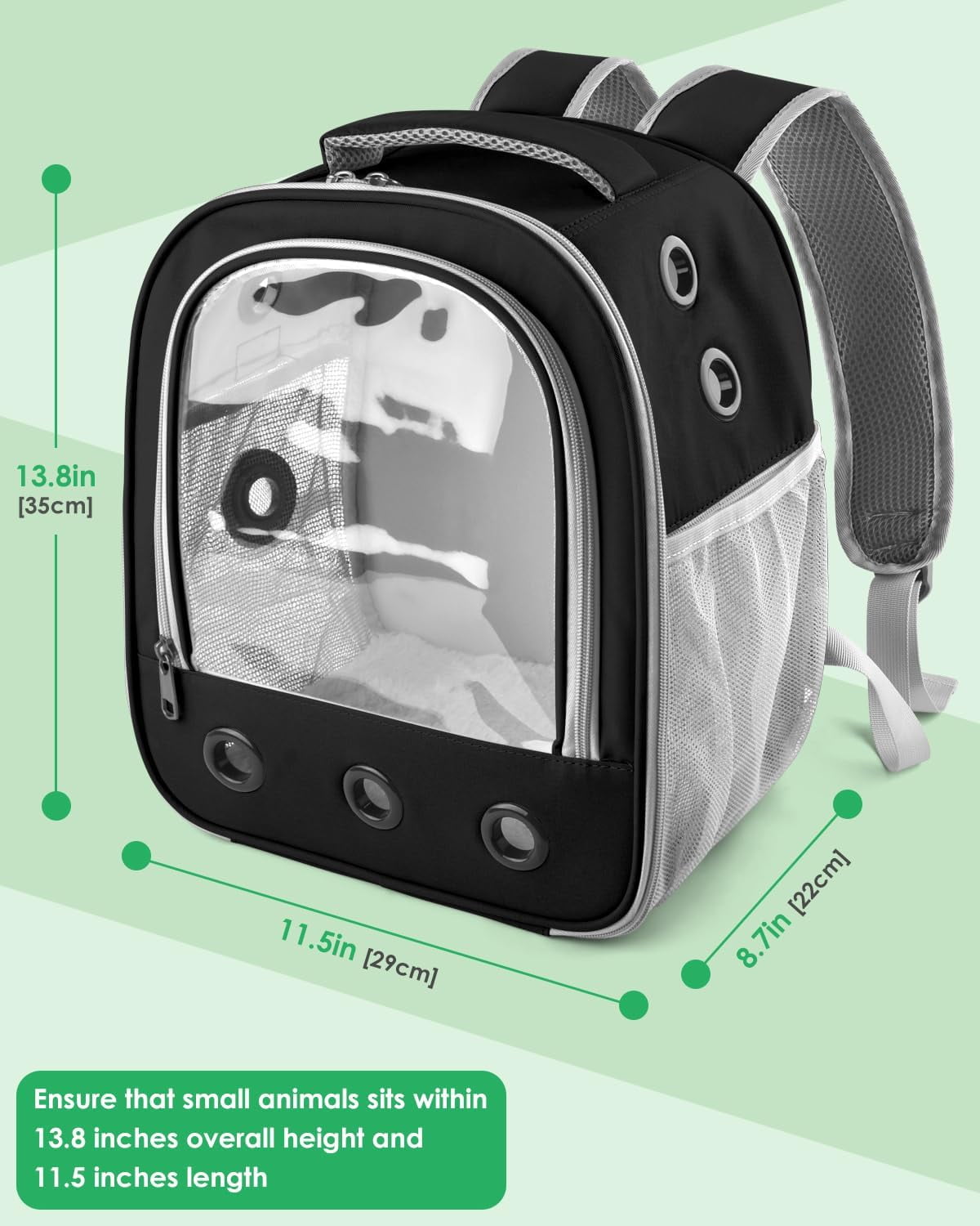 Portable Pet Backpack for Rabbits, Guinea Pigs, Hamsters & with Ventilation & Water Holder - Image 4