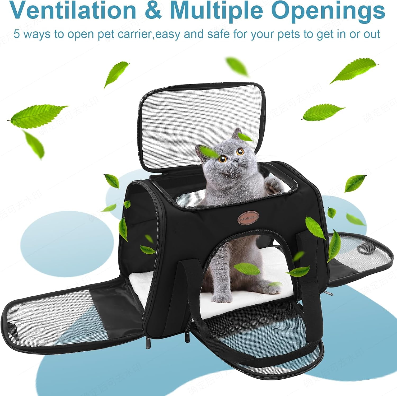 TSA Airline Approved Soft Sided Pet Carrier for Cats & Dogs up to 15 Lbs, Collapsible Travel Bag with Adjustable Straps - Image 5