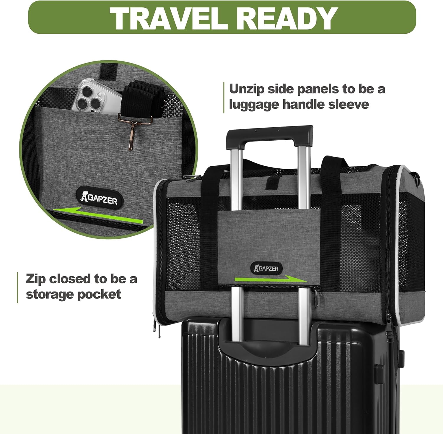 Soft-Sided Pet Carrier 18x11x11 Inch Collapsible Dog Cat Travel Bag for 15 lbs and Under 10 lbs - Image 4