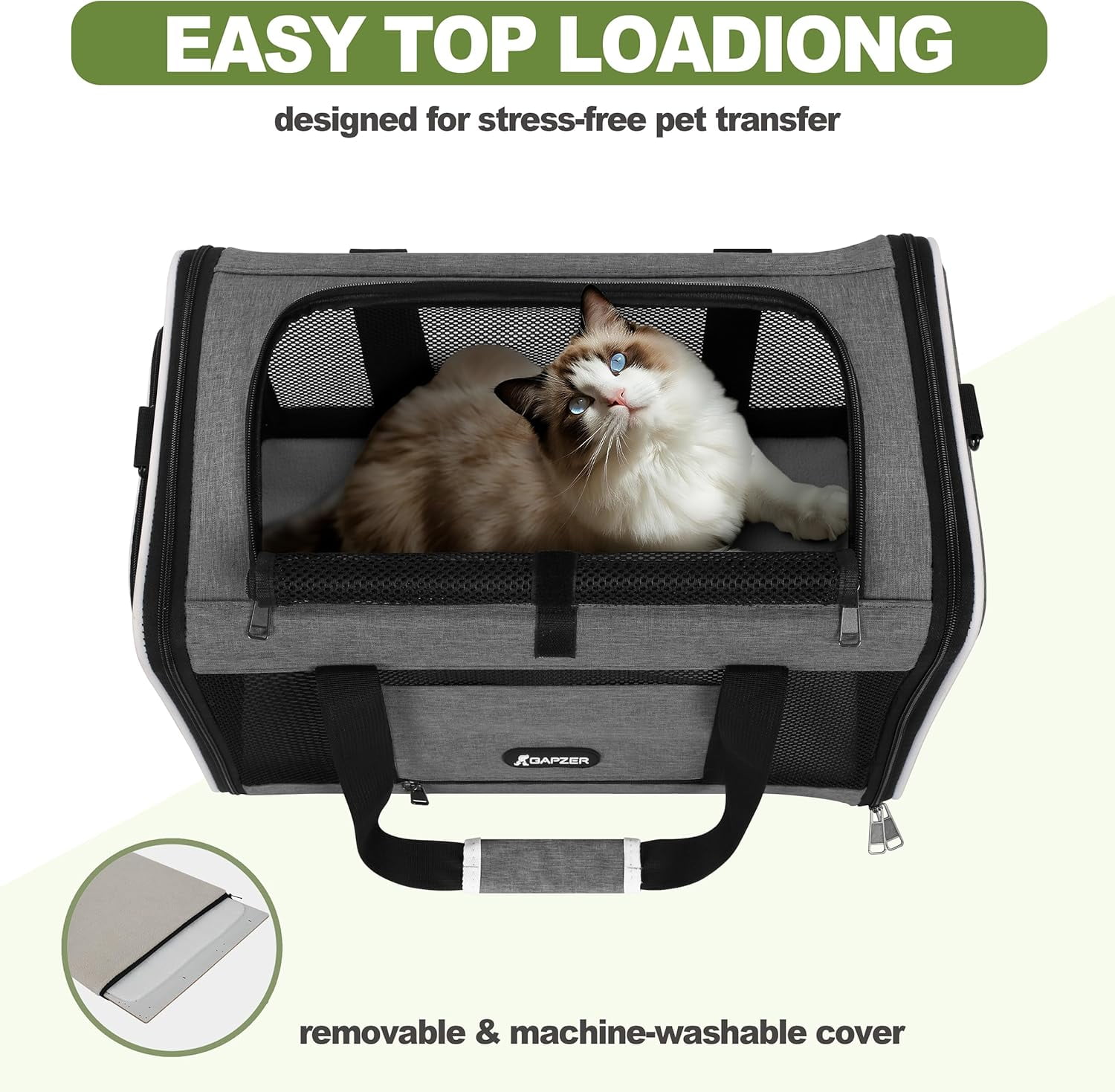 Soft-Sided Pet Carrier 18x11x11 Inch Collapsible Dog Cat Travel Bag for 15 lbs and Under 10 lbs - Image 5