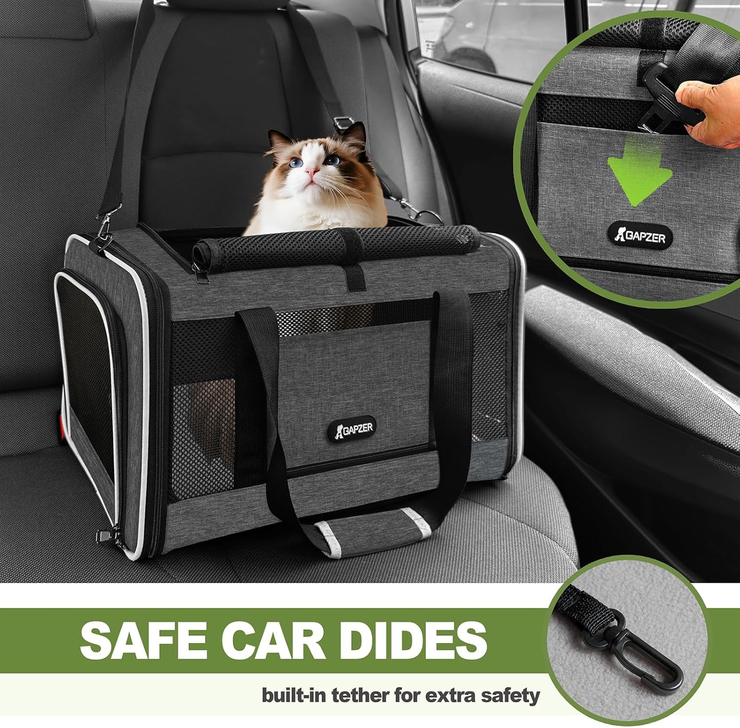 Soft-Sided Pet Carrier 18x11x11 Inch Collapsible Dog Cat Travel Bag for 15 lbs and Under 10 lbs - Image 7