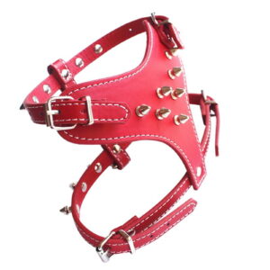 Spiked Studded Leather Puppy Dog Harness Vest for Small Breeds Red