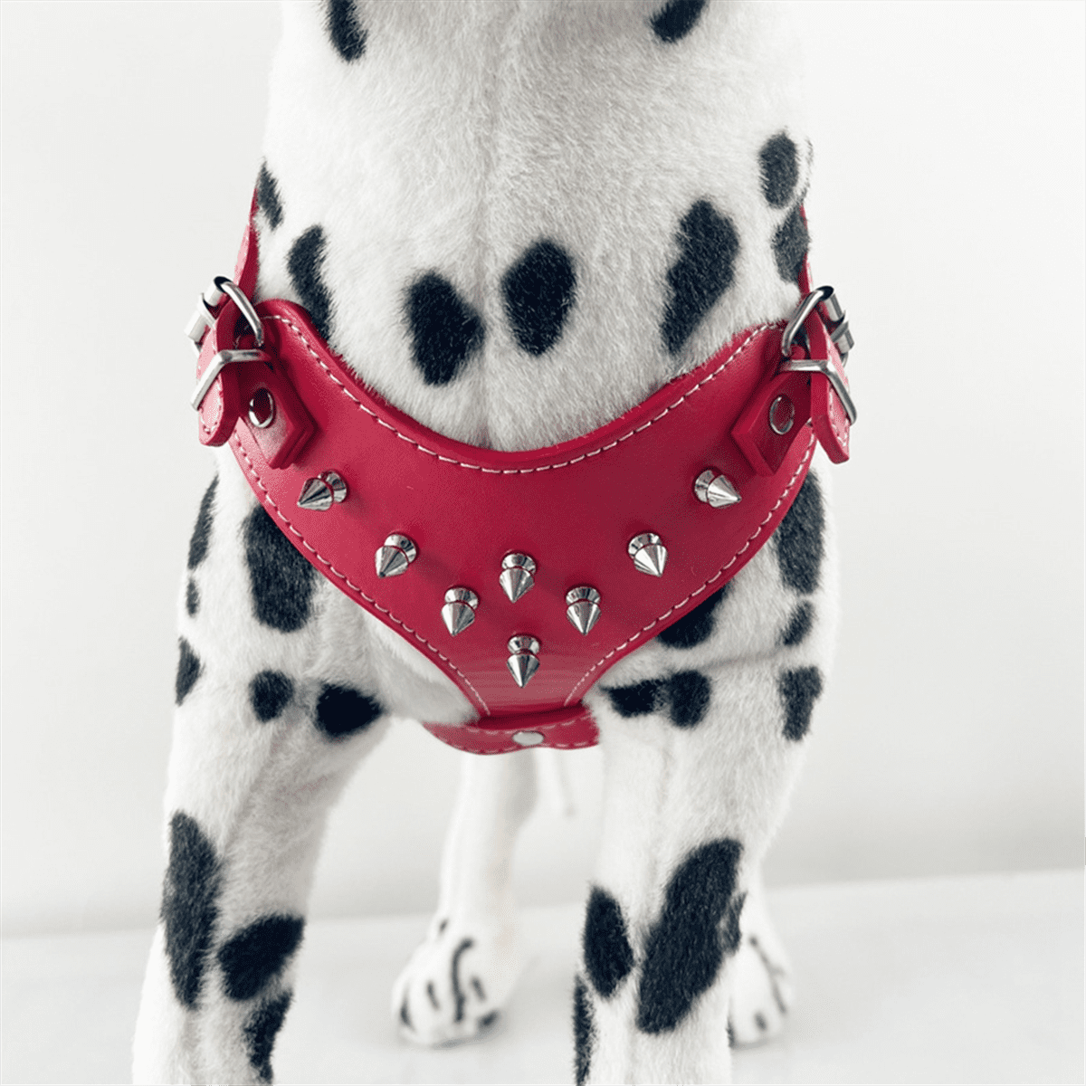 Spiked Studded Leather Puppy Dog Harness Vest for Small Breeds Red - Image 4
