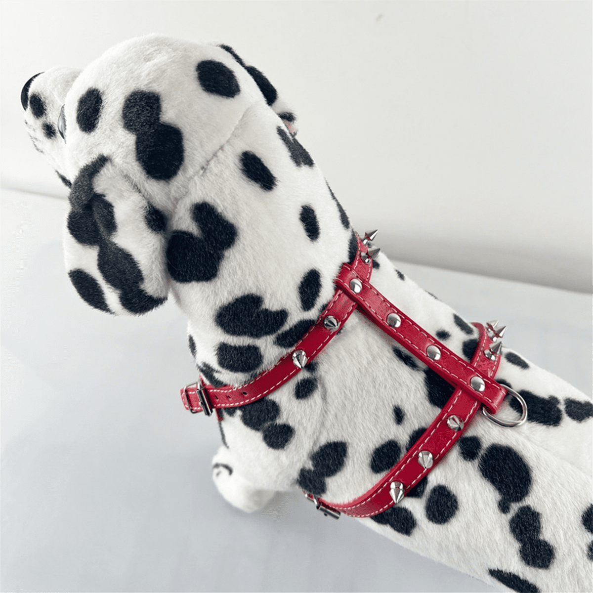 Spiked Studded Leather Puppy Dog Harness Vest for Small Breeds Red - Image 5