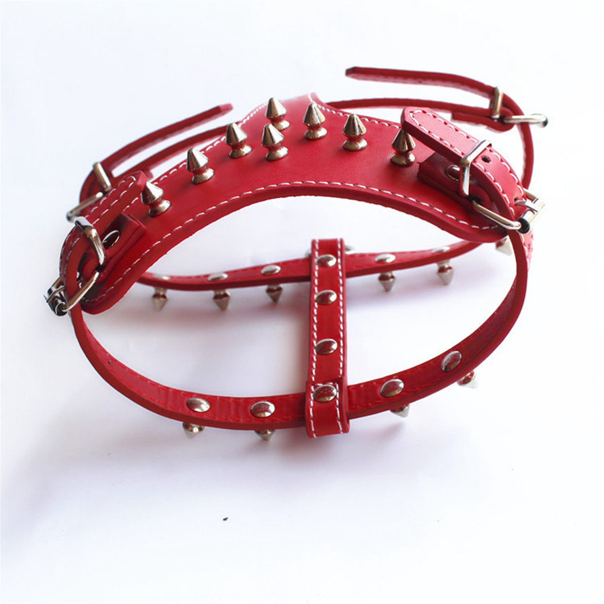 Spiked Studded Leather Puppy Dog Harness Vest for Small Breeds Red - Image 7