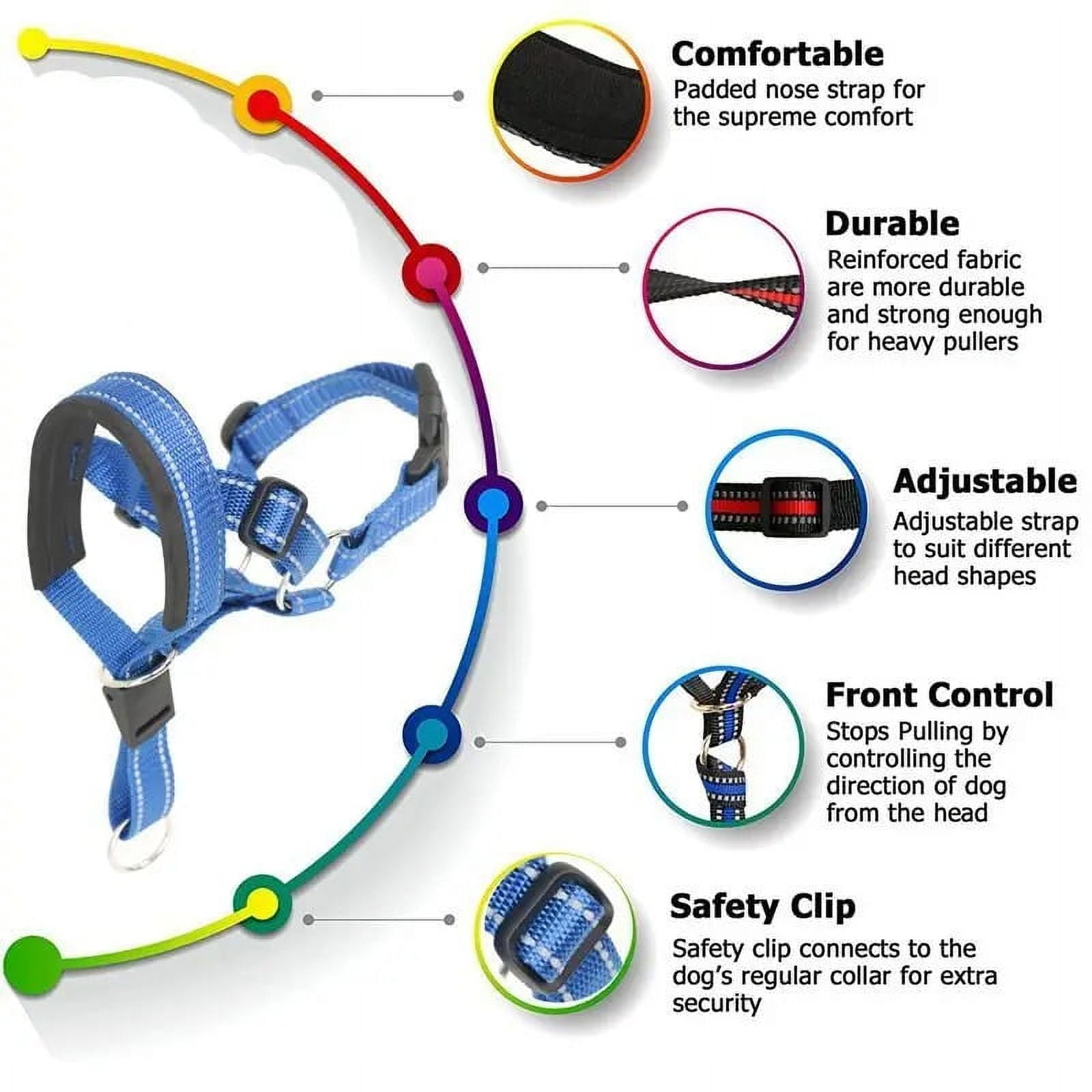 LELINKER Dog Head Collar with Safety Strap, Adjustable Prevent Pulling Dog Head Halter for Outdoor Walk - Image 8