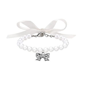 KDFJPTH Pearls Diamonds Dog Collar Pet Dog Chain Cat Collar Adjustable Dog Collar Diamond Flash Dog Collar Cactus Dog Collar Charm with Bell Girl Tribal Pattern Dog Collar