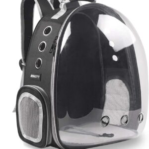 Cat Backpack Carriers, Dog Backpack, Pet Backpack for Small Cats Puppies Dogs Bunny, Airline-Approved Ventilate Transparent Bubble Backpack for Travel and Outdoor(Black)