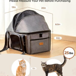 Top-Expandable Large Cat Carrier, Soft Sided Cat Bag Carrier for Medium Large Pet 25 lbs, Upgrade Small Dog Car Seat, Collapsible Puppy Travel Bag with Semi-Open Mode Canopy