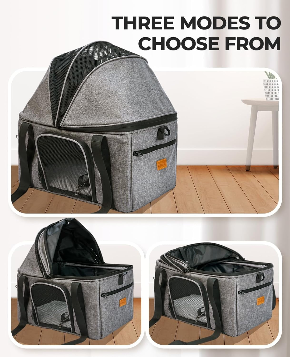 Top-Expandable Large Cat Carrier, Soft Sided Cat Bag Carrier for Medium Large Pet 25 lbs, Upgrade Small Dog Car Seat, Collapsible Puppy Travel Bag with Semi-Open Mode Canopy - Image 3