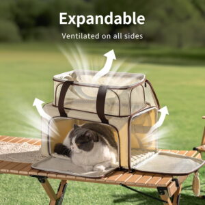 Expandable Pet Carrier for Cats & Dogs, Airline Approved Cat Carrier, Large Travel Bag with Extra Large Foldable Mat