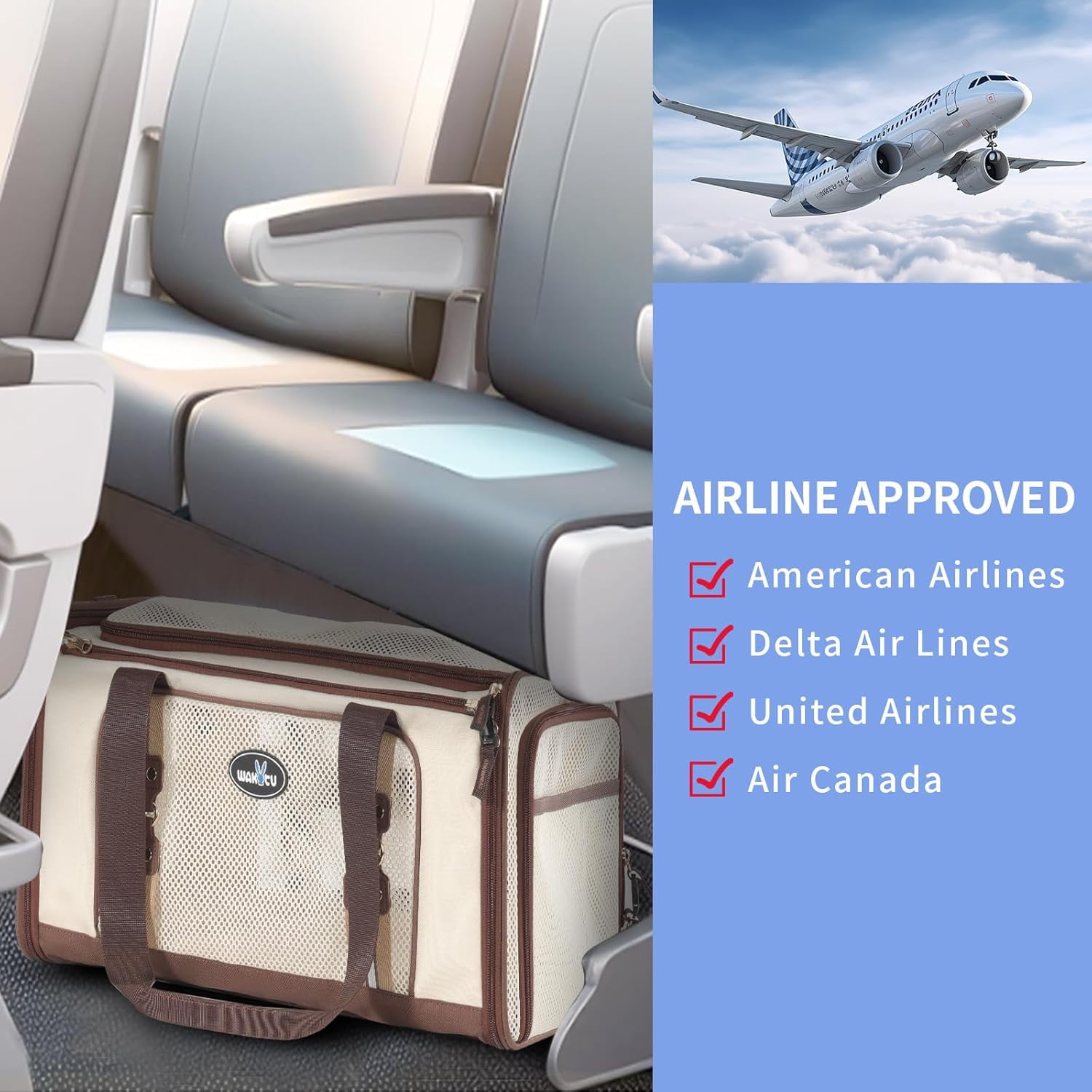 Expandable Pet Carrier for Cats & Dogs, Airline Approved Cat Carrier, Large Travel Bag with Extra Large Foldable Mat - Image 3