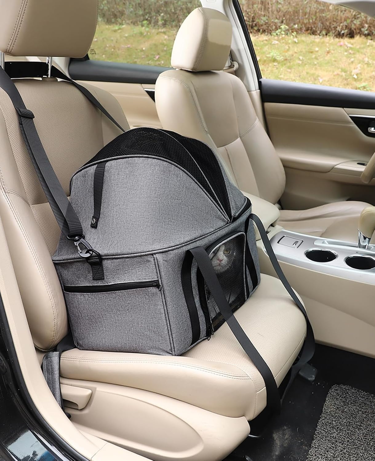 BurgeonNest Top-Expandable Large Cat Carrier, Soft Sided Cat Bag Carrier for Medium Large Pet 15 lbs, Upgrade Small Dog Car Seat, Puppy Travel Bag with Semi-Open Mode Canopy - Image 3