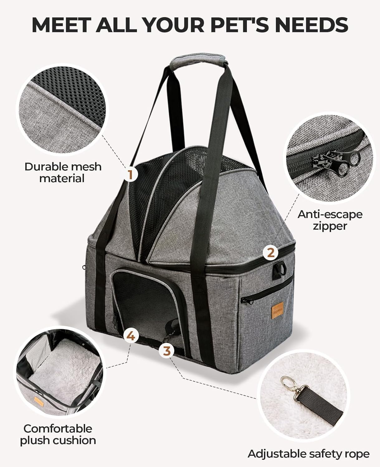 BurgeonNest Top-Expandable Large Cat Carrier, Soft Sided Cat Bag Carrier for Medium Large Pet 15 lbs, Upgrade Small Dog Car Seat, Puppy Travel Bag with Semi-Open Mode Canopy - Image 4