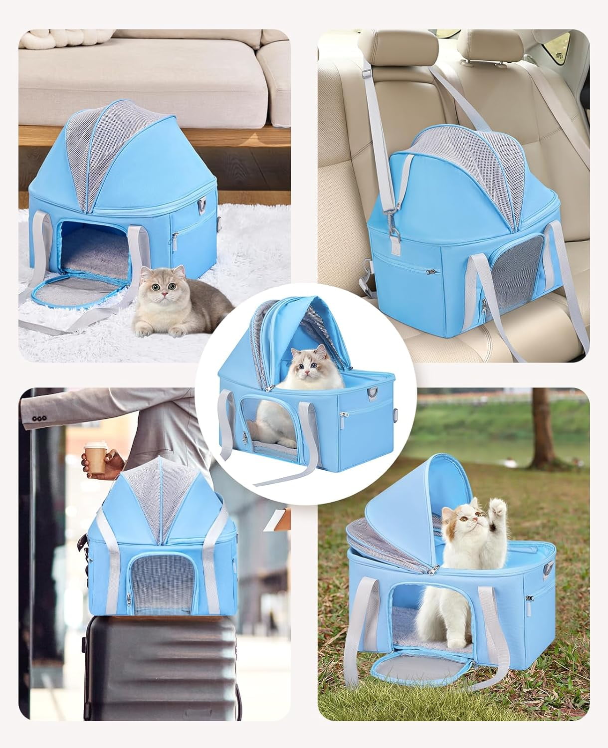 BurgeonNest Top-Expandable Large Cat Carrier, Soft Sided Cat Bag Carrier for Medium Large Pet 15 lbs, Upgrade Small Dog Car Seat, Puppy Travel Bag with Semi-Open Mode Canopy - Image 14
