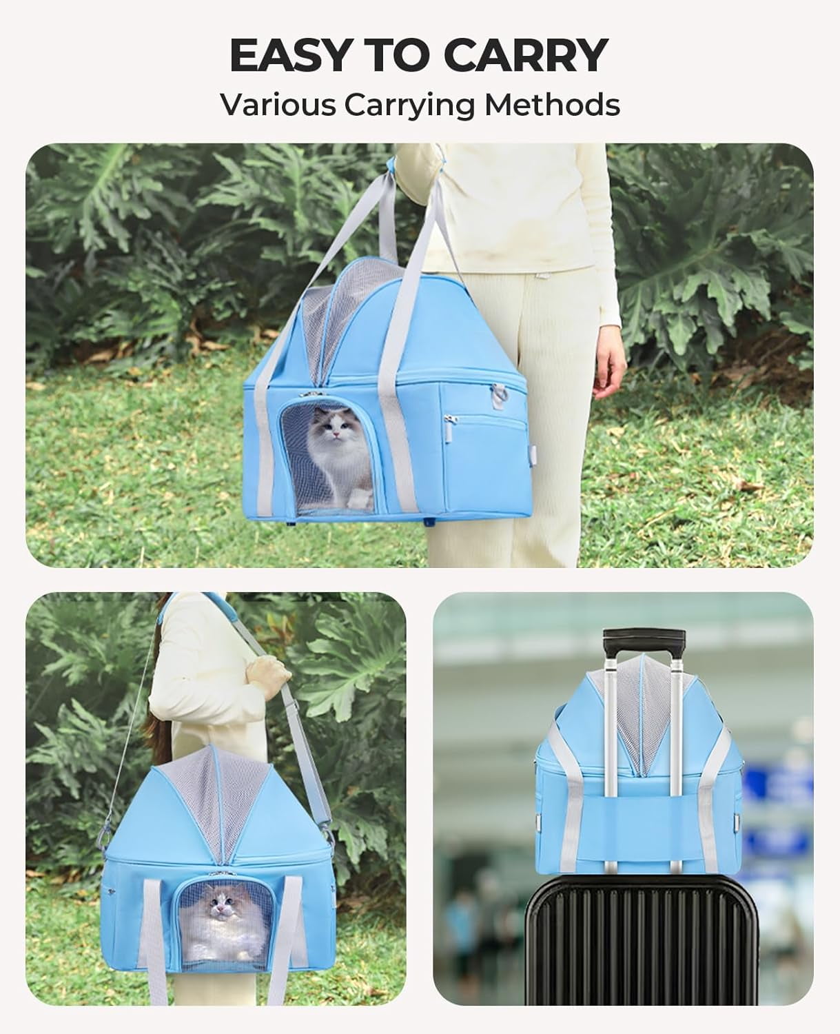 BurgeonNest Top-Expandable Large Cat Carrier, Soft Sided Cat Bag Carrier for Medium Large Pet 15 lbs, Upgrade Small Dog Car Seat, Puppy Travel Bag with Semi-Open Mode Canopy - Image 16