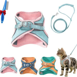 Cat Harness and Leash, Escape-Proof Vest Style Cat Harness and Leash, Breathable Soft Adjustable Escape Proof Cats Leash, Easy to Wear for Outdoor Walking
