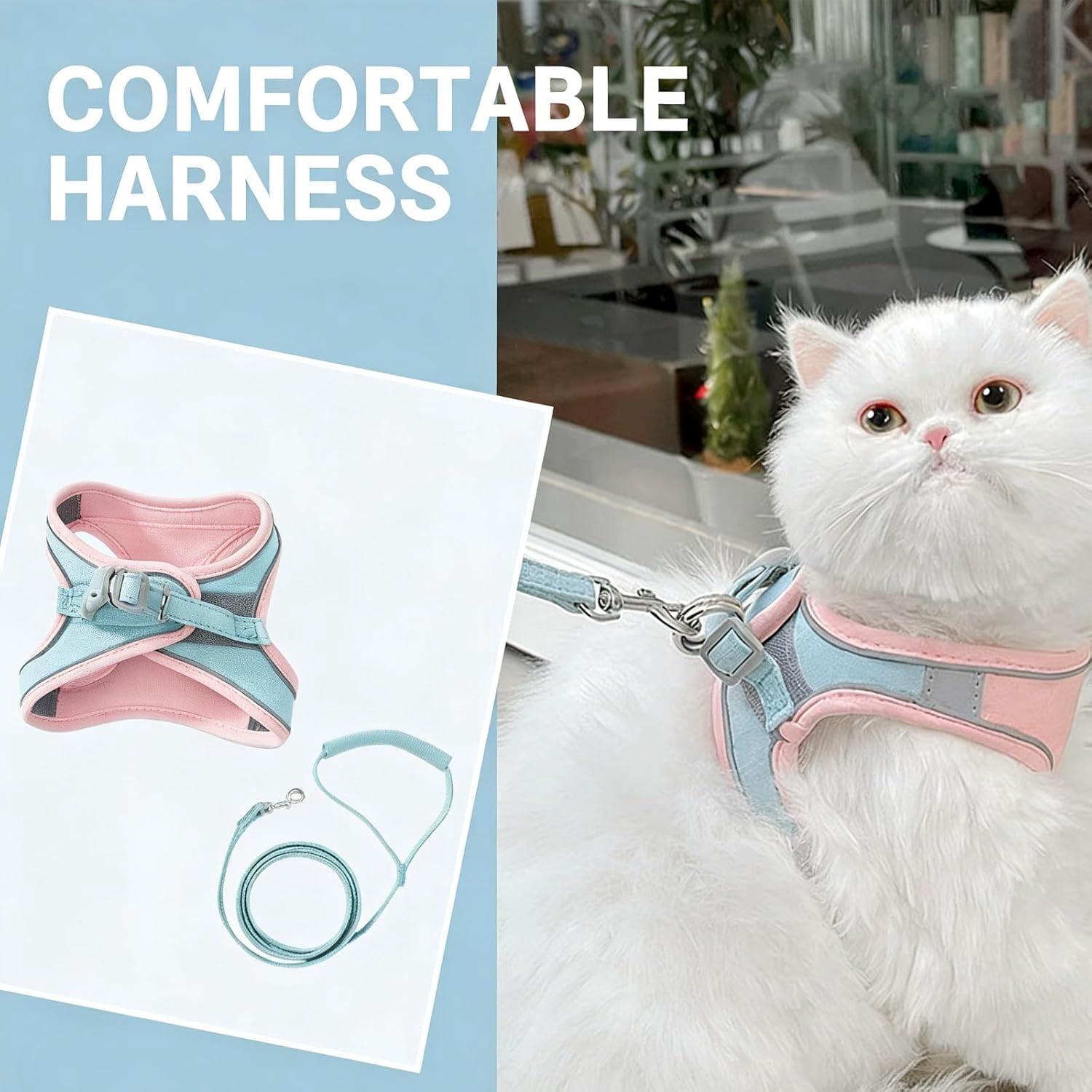 Cat Harness and Leash, Escape-Proof Vest Style Cat Harness and Leash, Breathable Soft Adjustable Escape Proof Cats Leash, Easy to Wear for Outdoor Walking - Image 5