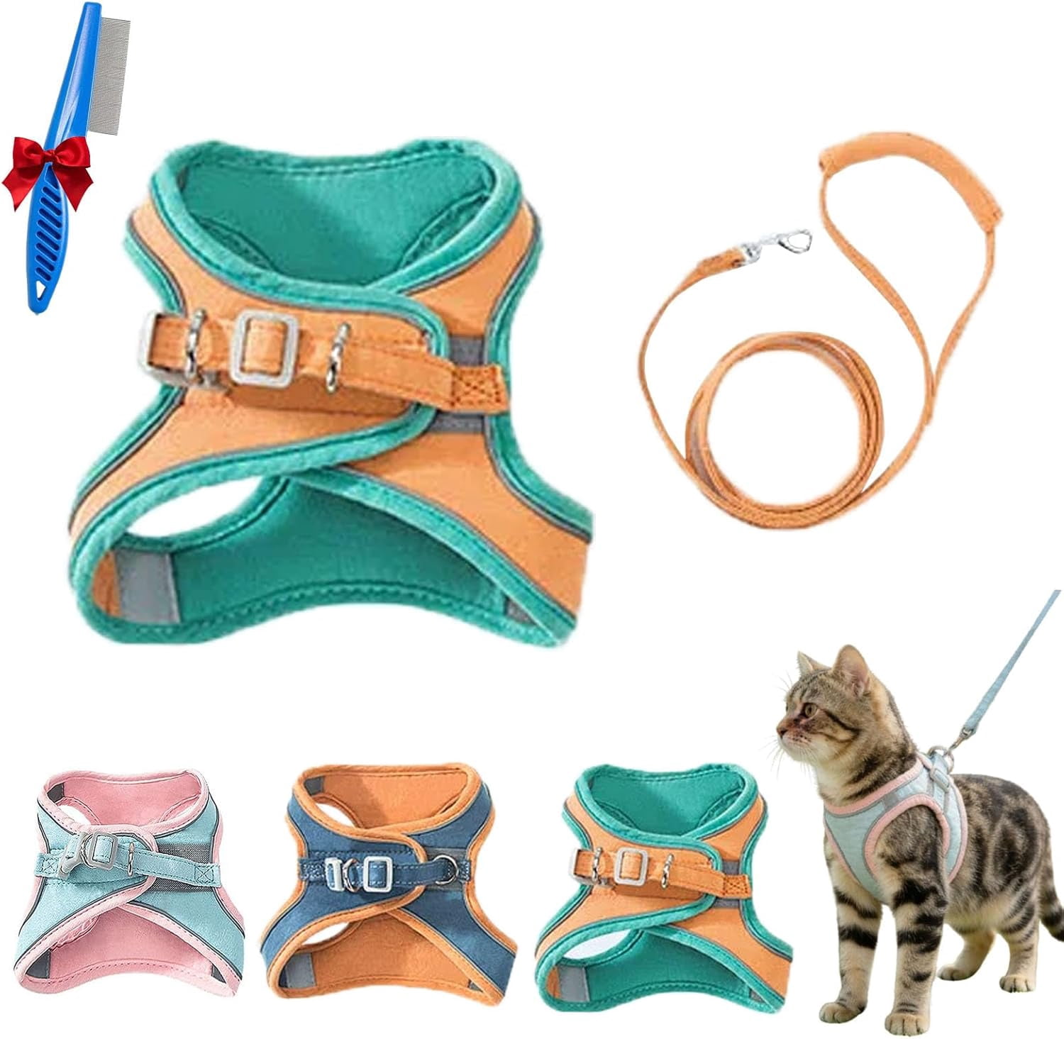 Cat Harness and Leash, Escape-Proof Vest Style Cat Harness and Leash, Breathable Soft Adjustable Escape Proof Cats Leash, Easy to Wear for Outdoor Walking - Image 8