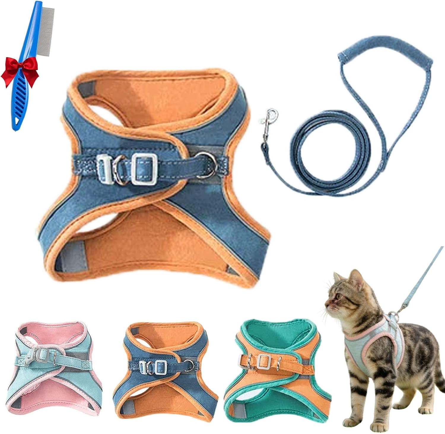 Cat Harness and Leash, Escape-Proof Vest Style Cat Harness and Leash, Breathable Soft Adjustable Escape Proof Cats Leash, Easy to Wear for Outdoor Walking - Image 9