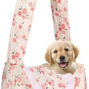 Floral Print Pet Carrier Bag for Small Dogs and Cats, Hands- Design  Purses(Red Floral, Small)